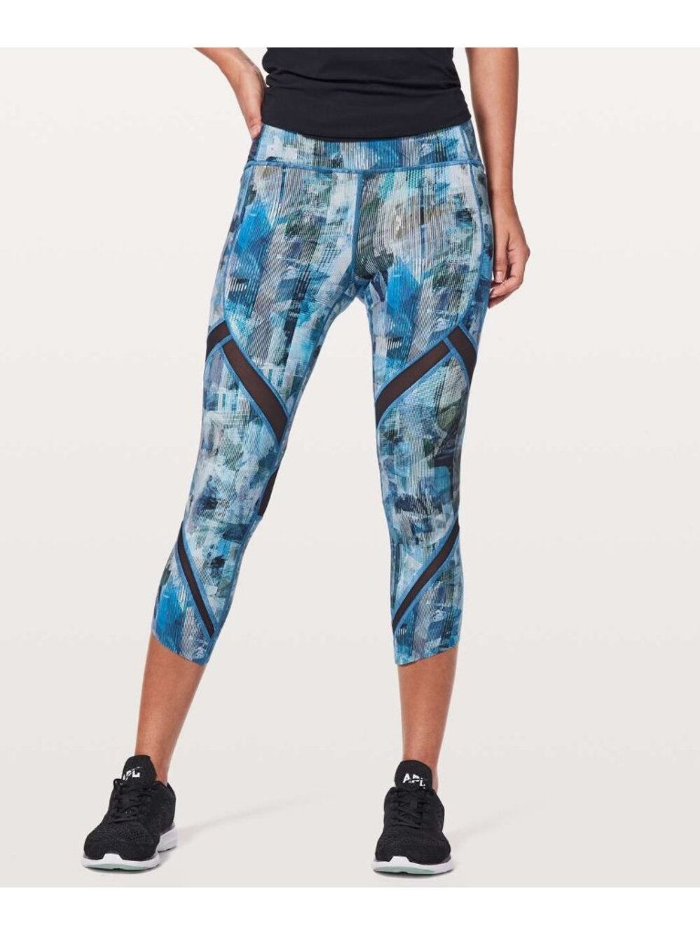Lululemon On Pace Crop 21 Leggings 8 Blue print